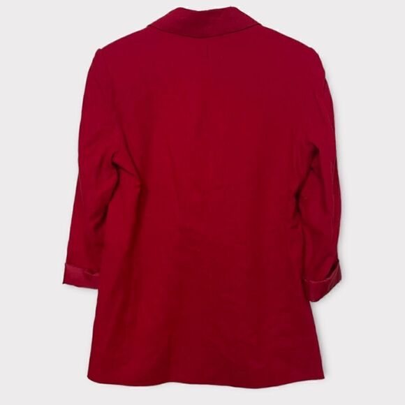 Sandro Linen Blend Oversized Red Blazer Mother of Pearl Buttons Size 10 - Picture 3 of 7
